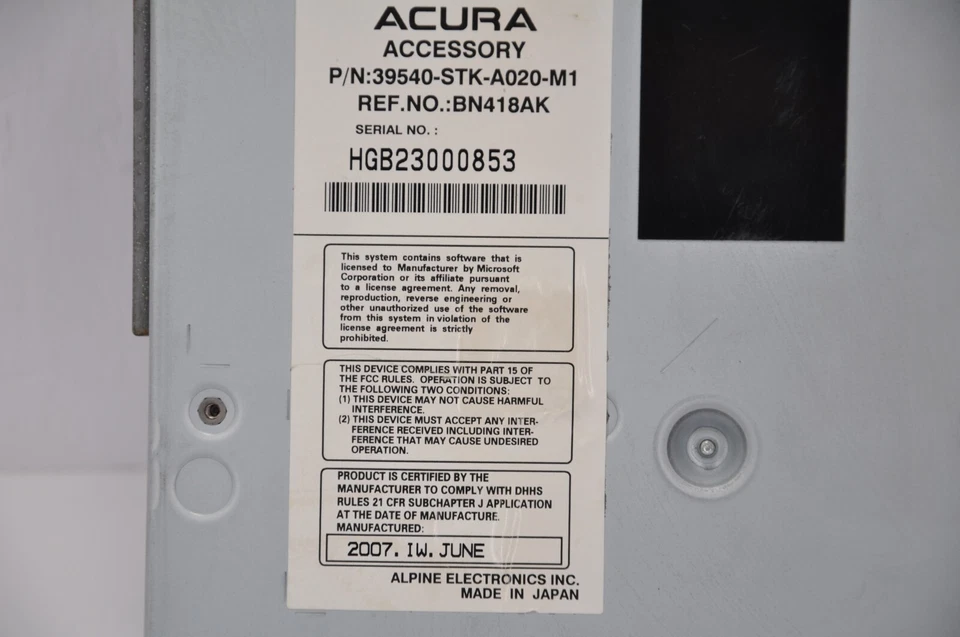 🚘✅ 2007 2008 ACURA RDX GPS Navegación Navegación DVD Rom Unidad Disco CÓDIGO PROBADO OEM Foto 3 de 4