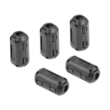 5pcs 5mm Ferrite Cores Ring Clip-On RFI EMI Noise Suppression Cable Clip Black