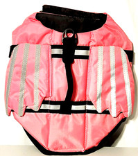Reflective Dog Life Jacket Summer Dog Wear Size Small Hot Pink  Black w/ Wings