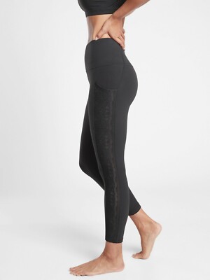 Athleta Salutation Stash Pocket II Lace 7/8 Tight, BLACK