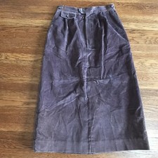 vtg 80s corduroy skirt 6 brown knee length 24  waist modest