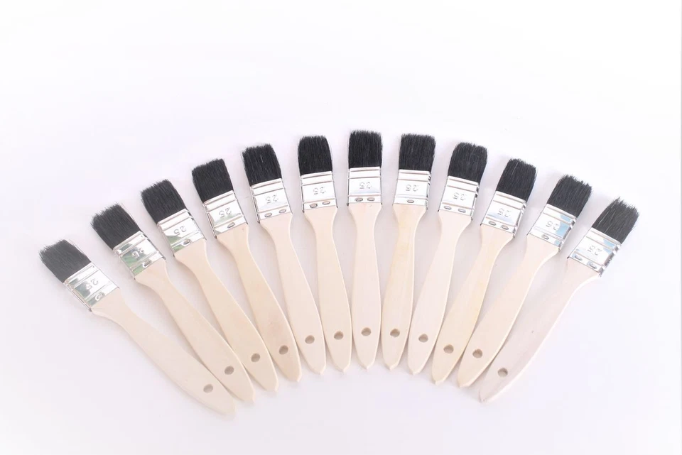 12 x Flachpinsel 25 mm Pinsel für Kleber und Basteln Lackierpinsel Lasurpinsel - Bild 1 von 1