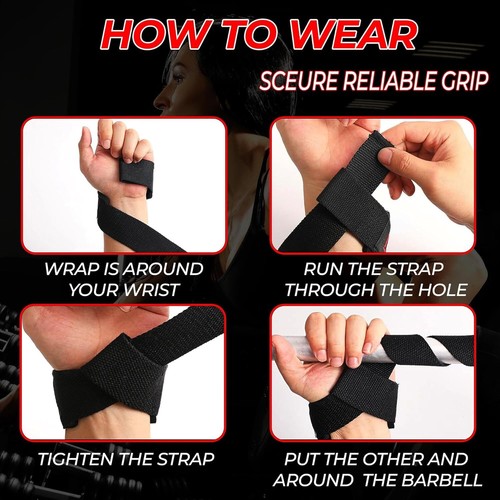 Lifting Straps for Weightlifting, Gym Wrist Straps for Men Women, Neoprene Padde - Picture 3 of 11