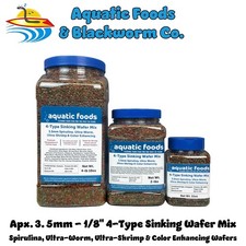 4-Type 3.5mm Sinking Wafers Spirulina, Ultra-Worm, Ultra-Shrimp, Ultra-Color.Jar