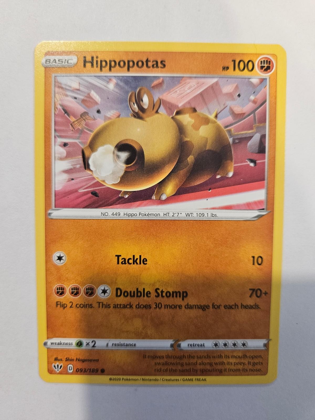 Hippopotas #093/189 Darkness Ablaze Common Pokemon NM