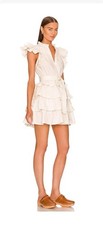 NWT Ulla Johnson Lulua Ruffled Cotton Poplin Mini Dress Bone Size 2 $375