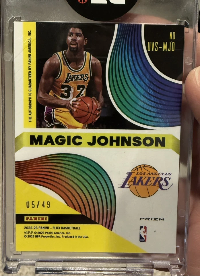 2022-23 Panini Flux Magic Johnson Ultraviolet Signature Auto Red /49 Lakers - Image 2 of 2