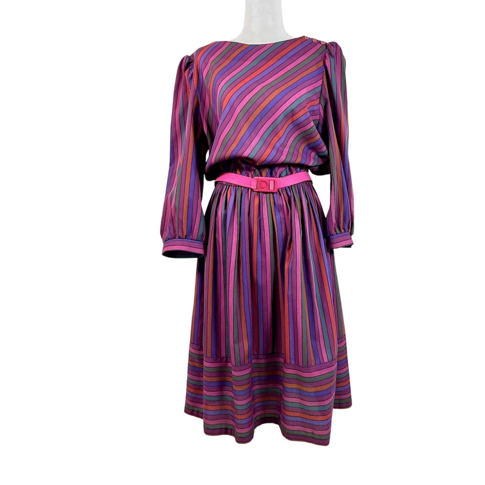 Cinturón de vestir romántico vintage años 80 Nancy Wheeler preppy a rayas cabaña retro 6 Foto 2 de 4