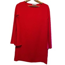 ZARA Red Tunic Split Bell Sleeves Shift Dress...