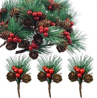 KüNstliche Tannenzweige Weihnachtsdeko Mit Beeren Tannenzapfen 20 StüCk Basteln