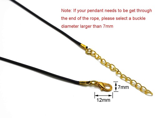 50 Pieces 1.5mm Black Waxed Necklace Cord with Gold Chain Lobster Clasp for B... - Picture 3 of 8