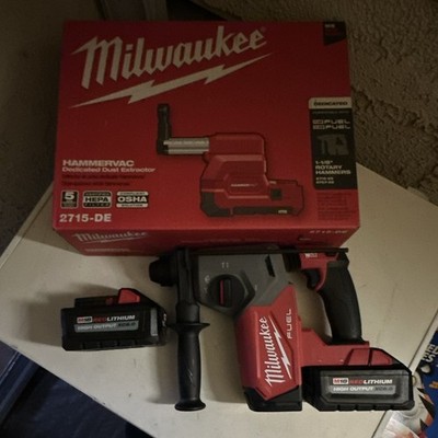 Milwaukee M18 Fuel SDS Plus Rotary Hammer, M18 HammerVac, 2-M18 6.0 HO Batteries