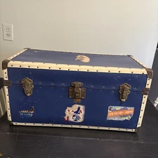 Vtg 1940s Herculean Childs Blue Doll Trunk Train Case Steamer Chest 2’L X 12”H