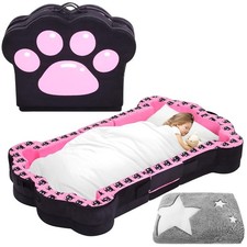 Portable Toddler Floor Bed Foldable Toddler Travel Bed with Washable Cover Pink