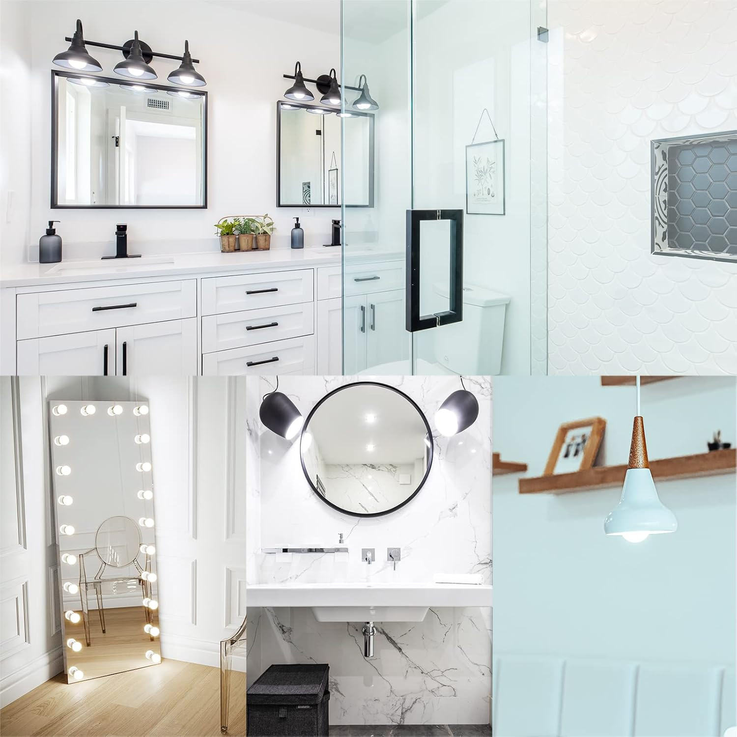 4 Pack Daylight Bathroom Light Bulbs, 60 Watt Equivalent, E26 Medium Base, G25 L