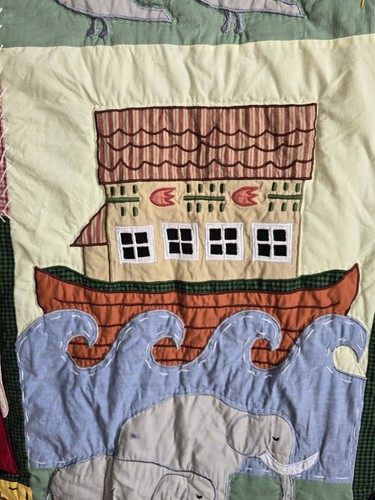Vintage Williamsburg Arche Noah Quilt Überwurf Decke Applikation bestickt 49"x60" LESEN - Bild 5 von 16