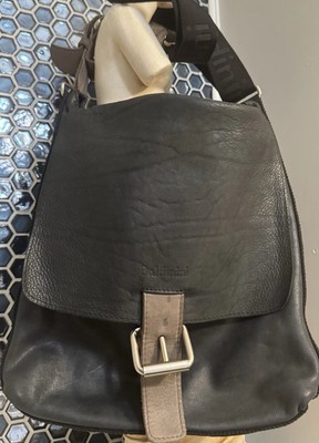 Baldinini Black Leather Silver Buckle Messanger Bag