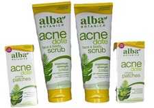 2X Alba Botanica Acne Dote Face  Body Scrub - 8oz  Pimple Patches Lot Of 4 