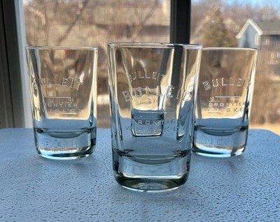 (4) BULLEIT FRONTIER WHISKEY~4 OZ OVAL ROCKS GLASSES~BOURBON~ITALY~V EXC
