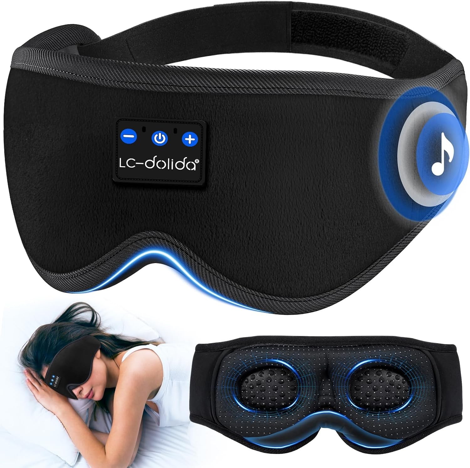 Bluetooth Sleep Mask Headphones 3D Blackout Eye Mask Wireless Music Travel Nap - Image 2
