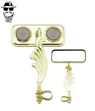 ORIGINAL LOWRIDER Gold Rectangle Wing Bike Mirror Right/Left Black Reflectors.
