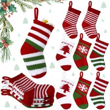 8 Pcs Mini Christmas Stockings 2 x 5 Knit Stocking Small Xmas Baby Christmas ...