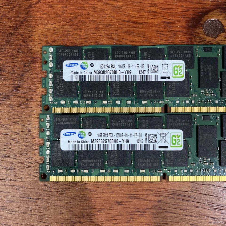 32gb (2x16gb) SAMSUNG DDR3L SERVER RAM 1333 MHz 2Rx4 M393B2G70BH0-YH9 2Rx4 PC3L - Image 2 of 2