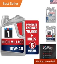 High Mileage Full Synthetic Motor Oil 10W-40, 5 Quart, Black, Advanced