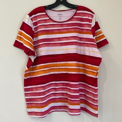 Croft & Barrow Casual Classic Tee Short Sleeve Size 2X Striped Multicolor