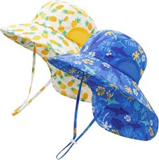 MASOCIO 2 Pcs Baby Sun Hat Toddler Summer Hats Neck Cover with Adjustable Head D