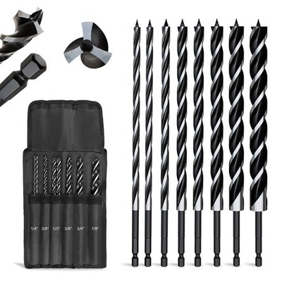 8PCS 12 inch Long Professional Auger Drill Bit for Wood 8PCS-(1/4''-7/8''×12'')