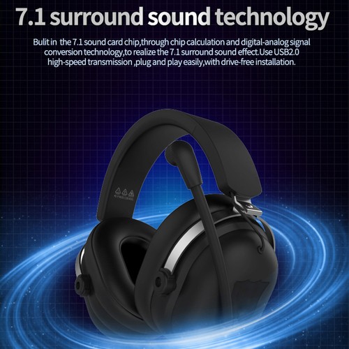 Gaming Headphones 7.1 Sound Card Chip Sharing Hole Design Light Emitting USB2 FY - Afbeelding 12 van 24