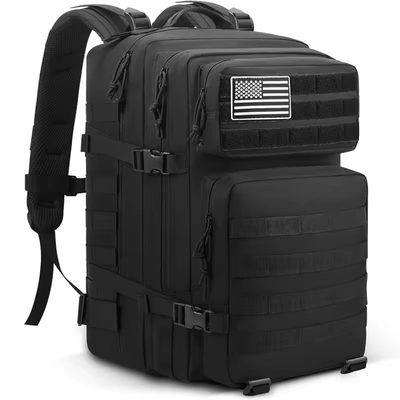 Sac de randonnée 50L noir et sac à dos tactique militaire grand volume
