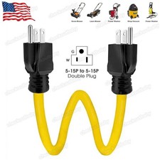 3 Prong Plug 12AWG 125V Double Male Extension Cord For NEMA 5-15P to 5-15P