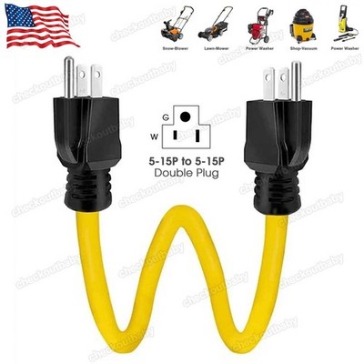 3 Prong Plug 12AWG 125V Double Male Extension Cord For NEMA 5-15P to 5-15P
