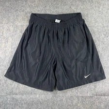 Nike Shorts Men's XL Black Shiny Silky Dazzle Baggy Drawstring 9" Inseam Swoosh