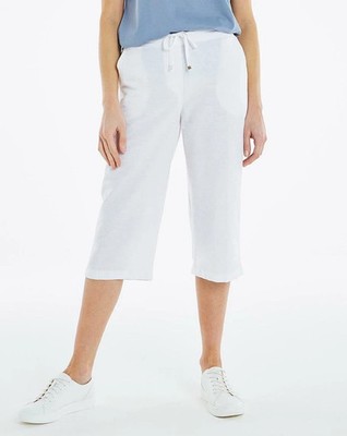 CAPSULE LADIES LINEN BLEND CROP TROUSERS WHITE SIZE UK PLUS SIZE 30 (REF 353)