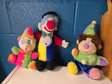 Vintage Colorful Clown Plush Doll Lot of 3 Circus Carnival Stuffed Animals