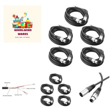 5 Pack 20ft XLR Cable, Profession Balanced 3 Pin DMX Cables Male to Female, X...