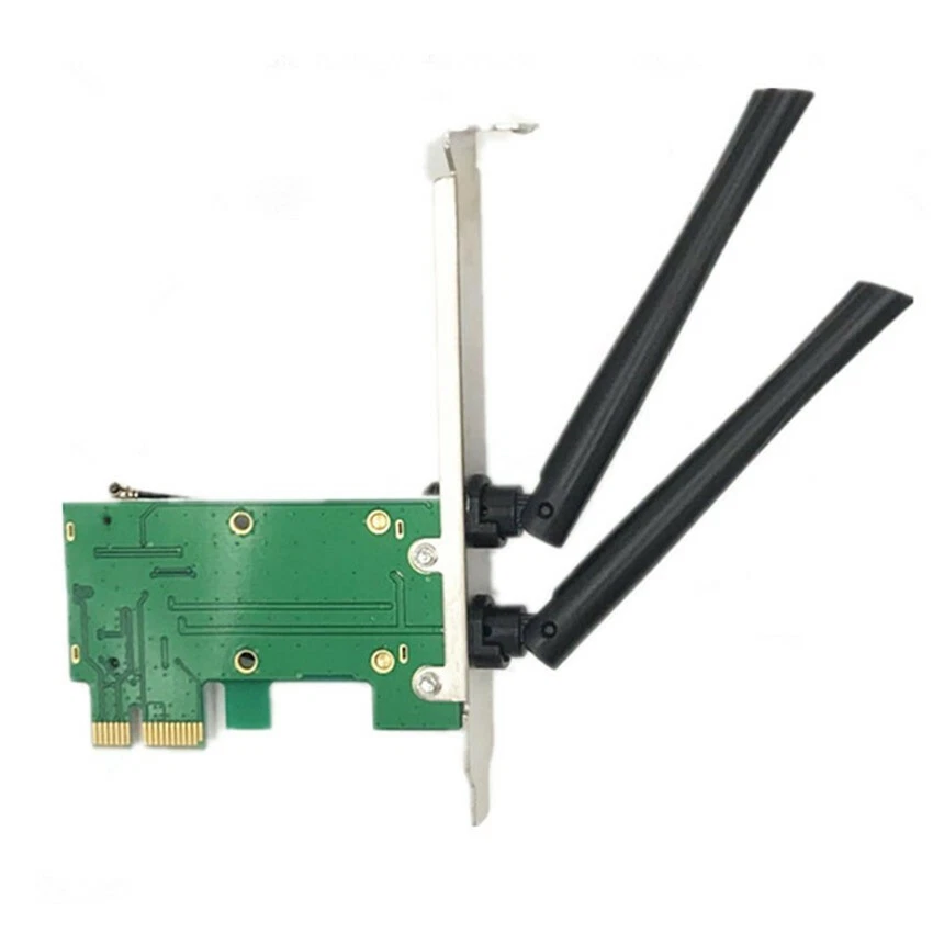 Wireless Wifi Network Card Mini PCI-E To PCI-E 1X Desktop Adapter + 2 Antennas - Image 4 of 4