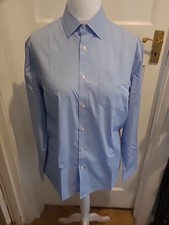 Mens 15.5" Collar Blue Easy Care Regular Fit Shirt Long Sleeve