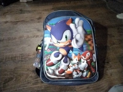 Sonic The Hedgehog 17 Inch Backpack Water Resistant Reflective Adjustable Strap