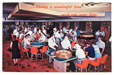 Vintage 1950s Las Vegas NV Casino Postcard Gambling Roulette Poker Crowd Scene
