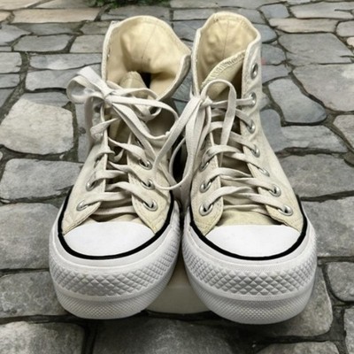 White Platform Converse/Chuck Taylors Women's 5 Men 3