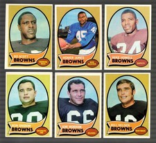 Lot of (6) Post WWII Vintage Cards - 1970 Cleveland Browns Football Cards