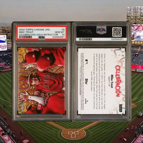2024 Topps Chrome Update - Mike Trout - Celebration Gold Refractor SSP - PSA 10