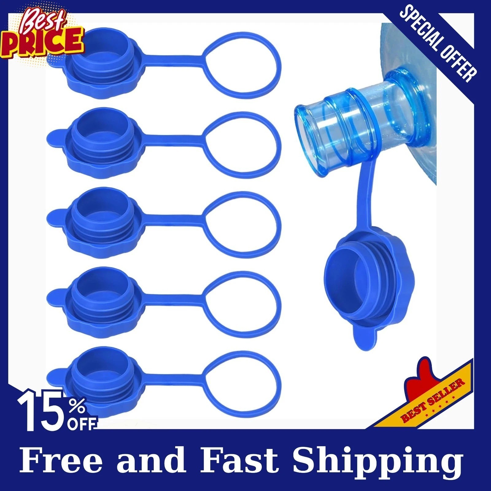 5 Pcs Reusable 5 Gallon Water Jug Caps Leak Proof Bottle Lids 55mm Water Bottles