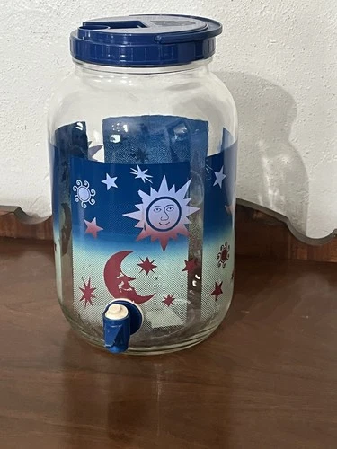 VTG Sun Tea Pitcher Gallon Glass Jar Celestial Star/Sun/Moon Anchor Hocking Htf