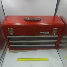 Halfords 3 Drawer Metal Portable Tool Box Chest DIY Kit Machinist 52 x 30 x 22cm