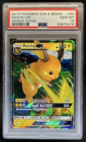 2019 Pokemon SM Hidden Fates Raichu GX #20/68 PSA 10 GEM MINT